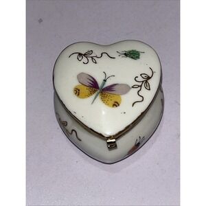 Lenwile‎ China Ardalt Japan Butterfly And Lady Bug Trinket Box Porcelain